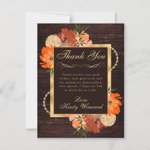 Rustic Burnt Orange Fall Flowers Quinceanera Postcard