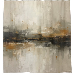 Rustic Burnt Orange Grey Black Beige Abstract Art