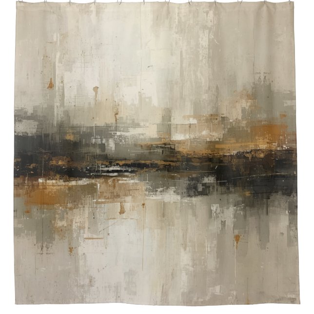 Rustic Burnt Orange Grey Black Beige Abstract Art (Front)