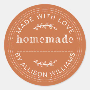 Rustic Burnt Orange Homemade Baked Goods Classic Round Sticker