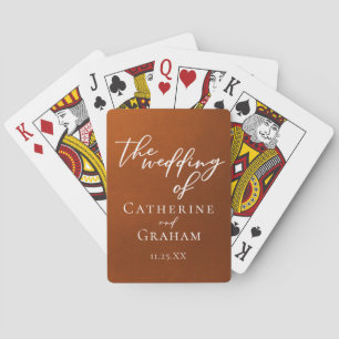 Rustic Burnt Orange Personalized Autumn Wedding Playing Cards