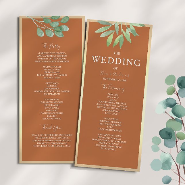 Rustic Burnt Orange Programme de mariage (Créateur téléchargé)