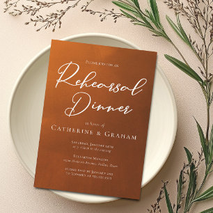 Rustic Burnt Orange Rehearsal Dinner Invitation