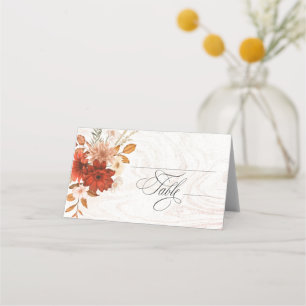 Rustic Burnt Orange Terracotta Elegant Wedding Place Card