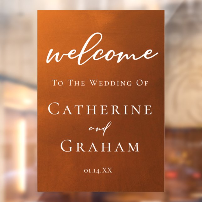Rustic Burnt Orange Welcome To Our Autumn Wedding Window Cling (Sheet 2)
