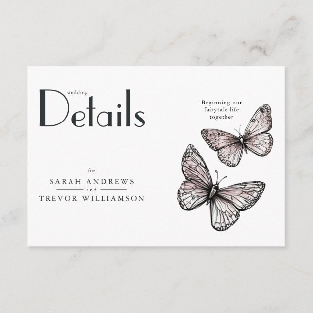 Rustic Butterflies Sketch Blush  Enclosure Card (Front)