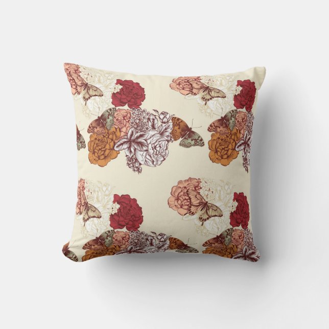 Rustic Butterfly Pattern Throw Pillow (Front)