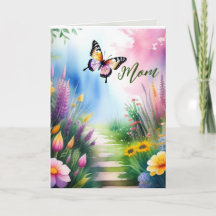 Rustic Butterfly Watercolor Mothers Day Card