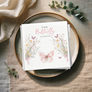 Rustic Butterfly Wildflower and Bow Baby Shower Napkin