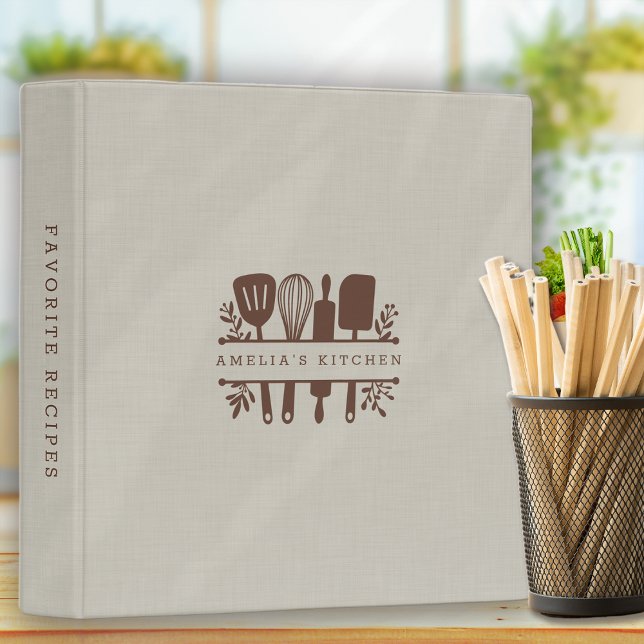 Rustic Buttermilk Linen Personalized Recipe  Binder (Creator Uploaded)