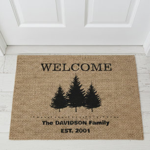 Rustic cabin burlap country door mat