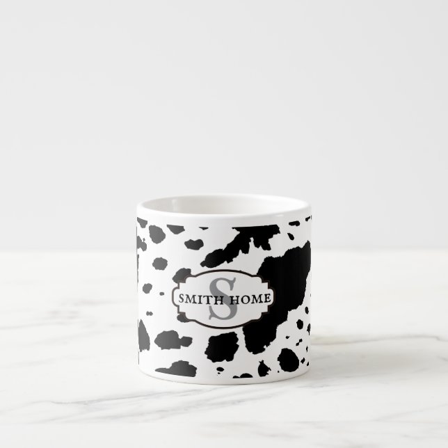 Rustic Cabin Cowhide Print Cozy Farmhouse Espresso Cup (Front)