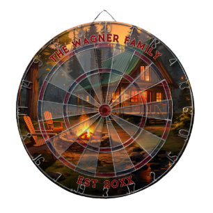 Rustic Cabin Custom Family Name Established Date Dartboard
