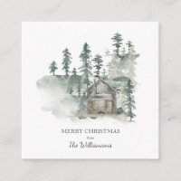 Rustic Cabin Forest Green Personalized Christmas