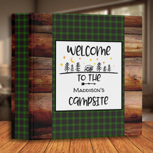 Rustic Cabin Green Plaid Welcome to Our Campsite Binder