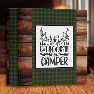 Rustic Cabin Green Welcome to Our Camper Antler Binder