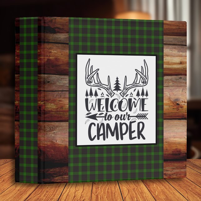 Rustic Cabin Green Welcome to Our Camper Antler Binder (Creator Uploaded)