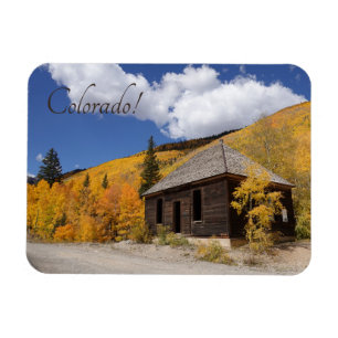 Rustic Cabin in Brilliant Yellow Aspens Colorado Magnet