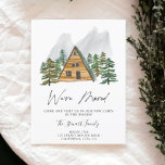 Rustic cabin in the wood watercolor trees moving announcement postcard<br><div class="desc">send your new address to friends and family with this Rustic cabin in the wood watercolor winter pine trees ,  mountains moving with modern typography. Perfect moving announcement.</div>