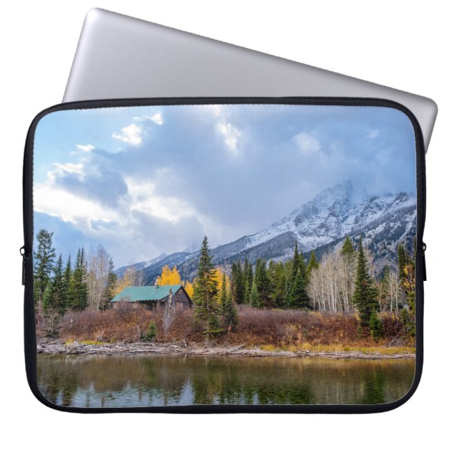 Rustic Cabin in the Woods | Cozy Forest Photograph Laptop Sleeve (Front)