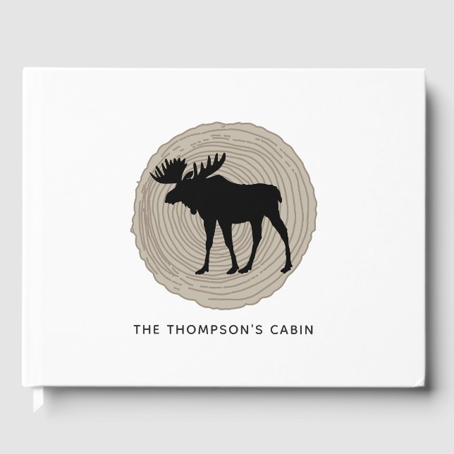 Rustic Cabin Moose Guest Book (Front)