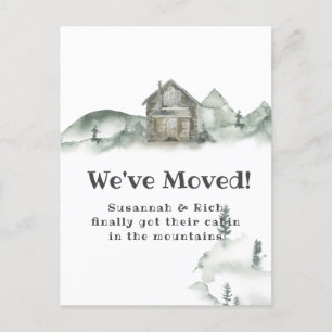 Rustic Cabin Mountains We've Moved Announcement