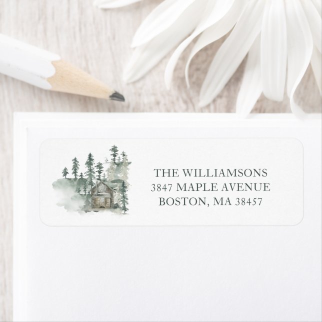 Rustic Cabin Personalized Return Address Christmas (Insitu)