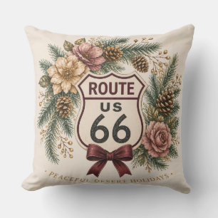 Rustic Cabin Red Buffalo Plaid Route 66 Winter Throw Pillow