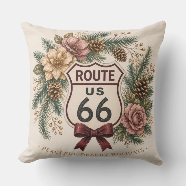 Rustic Cabin Red Buffalo Plaid Route 66 Winter Throw Pillow (Front)
