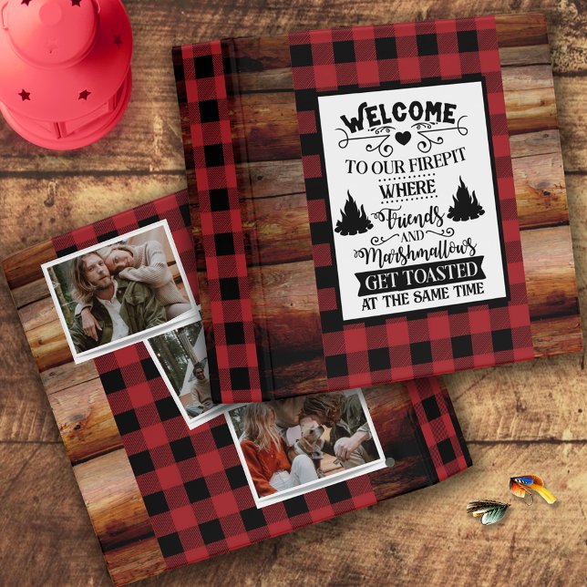 Rustic Cabin Red Plaid Welcome to Our Firepit Binder (Creator Uploaded)