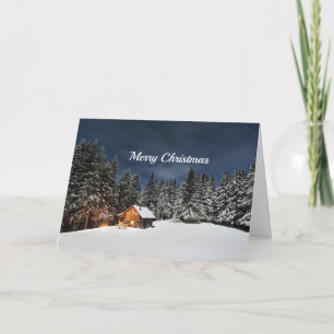 Rustic Cabin Snow Winter Christmas Holiday Card