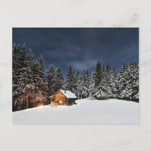 Rustic Cabin Snow Winter Postcard