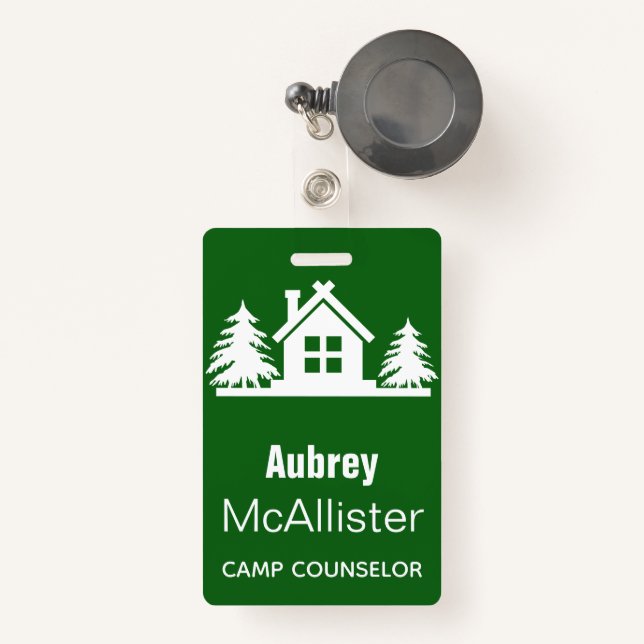 Rustic Cabin & Trees | Camp Counsellor Badge (Front with Retractable)