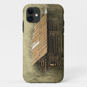 Rustic Cabin Vintage Weathered Postcard iPhone 11 Case