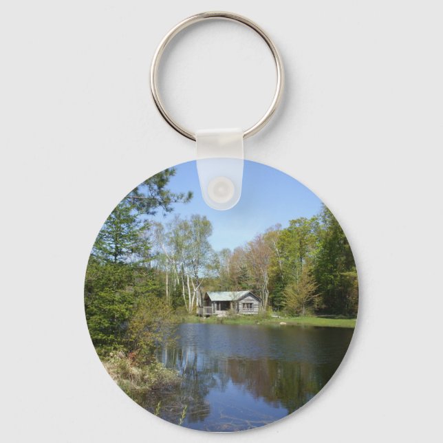Rustic Cabin Water Scene Keychain (Front)