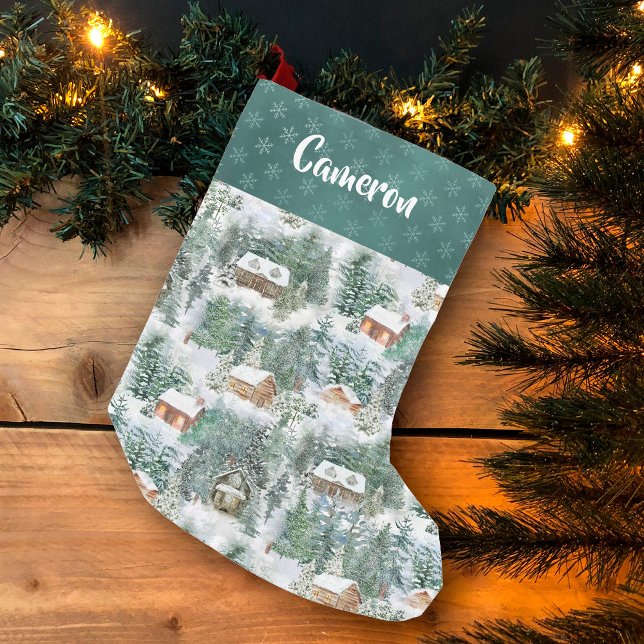 Rustic Cabin Woodland Country  Small Christmas Stocking (Creator Uploaded)