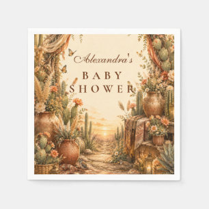 Rustic Cactus Boho Baby Shower Napkin