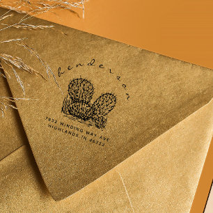 Rustic Cactus Custom Return Address Rubber Stamp