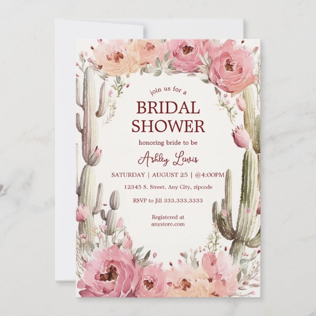 Rustic Cactus Garden Invitation nuptiale Boho Cact (Devant)