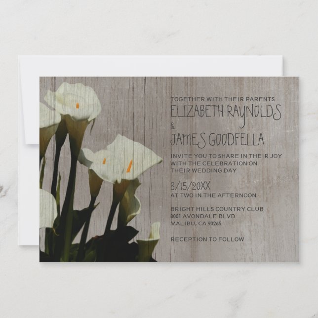 Rustic Calla Lily Wedding Invitations (Front)