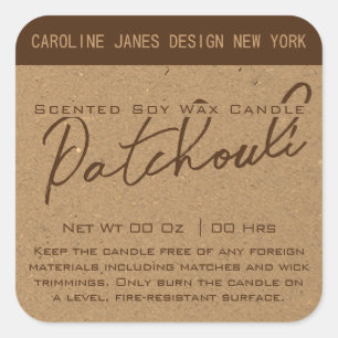Rustic Calligraphy Brown Kraft Paper Candle Labels