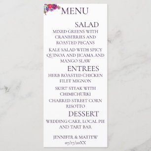 Rustic Calligraphy Elegant Wedding Menu Cards
