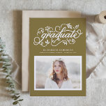 Rustic Calligraphy Gold Photo Graduation Invitation<br><div class="desc">Let’s celebrate the graduate! Invite guests to your graduation with our Rustic Whimsical Calligraphy Graduation Photo Invitation. This photo graduation invitation features rustic calligraphy and a personalized photo to make your announcement uniquely yours. This custom graduation invitation is perfect for sending out to friends and family, whether you’re throwing a...</div>