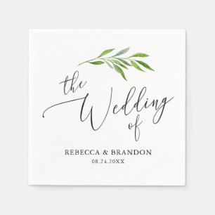 Rustic Calligraphy Greenery Wedding Monogram Napki Napkin
