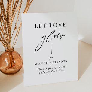 Rustic Calligraphy Let Love Glow Wedding Send Off  Pedestal Sign
