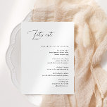 Rustic Calligraphy Let's Eat Wedding Dinner Menu<br><div class="desc">Rustic Let's Eat Wedding Dinner and Drinks Menu,  Simple Calligraphy Rustic Wedding Menus Wedding Menus,  Rustic Wedding Menu,  Floral Wedidng Menu,  Wedding Table Menu</div>