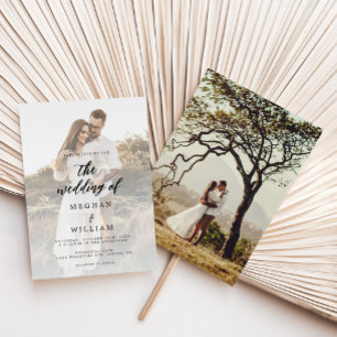 Rustic Calligraphy Photo Wedding  Invitation