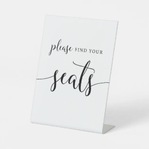 Rustic Calligraphy Please Find Your Seat Pedestal Sign