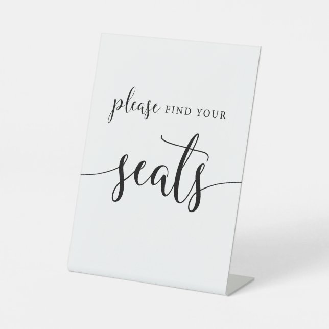 Rustic Calligraphy Please Find Your Seat Pedestal Sign (Front)