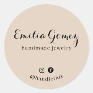 Rustic Calligraphy Round Elegant Sticker Design